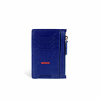Electric Blue Atlas Zip Card Holder in Genuine Italian Leather