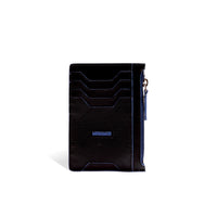 Jet Black Atlas Zip Card Holder in Genuine Italian Leather