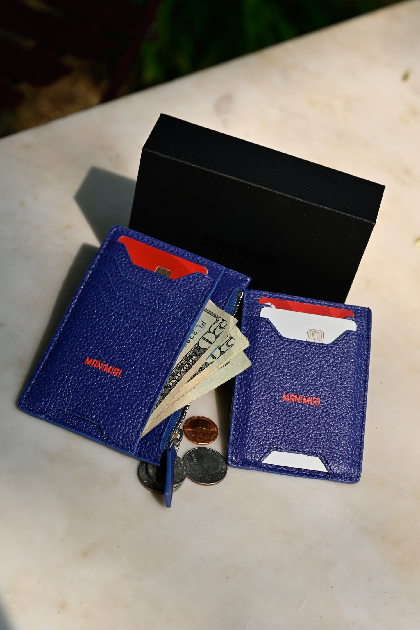 Miles Card Holder - Electric Blue Leather