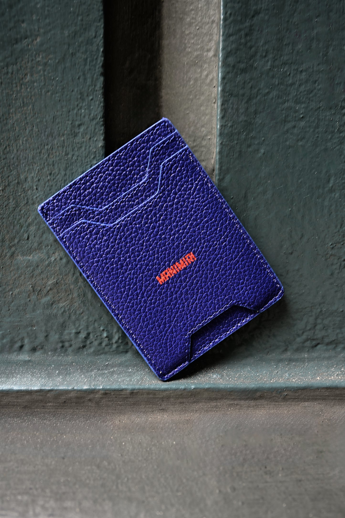 Electric Blue Miles Card Holder in Genuine Italian Leather