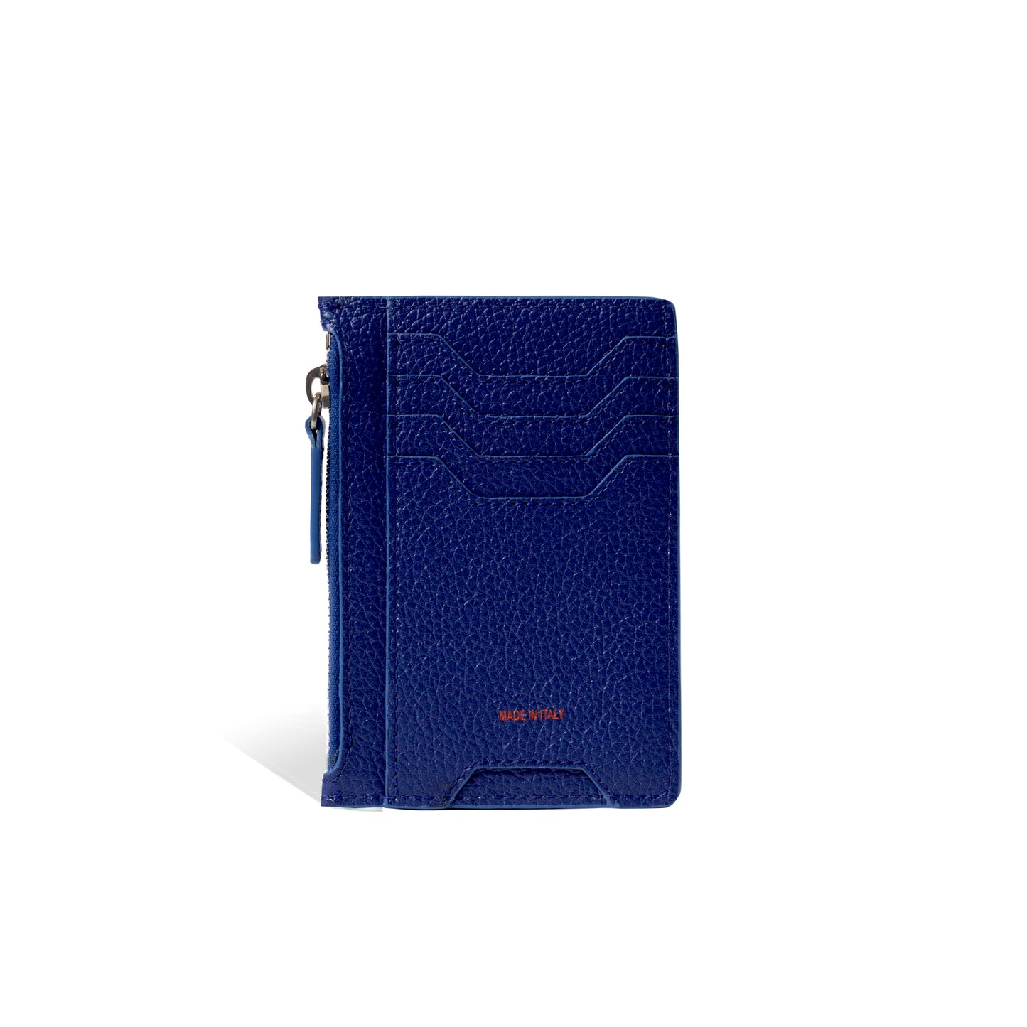 Electric Blue Atlas Zip Card Holder in Genuine Italian Leather