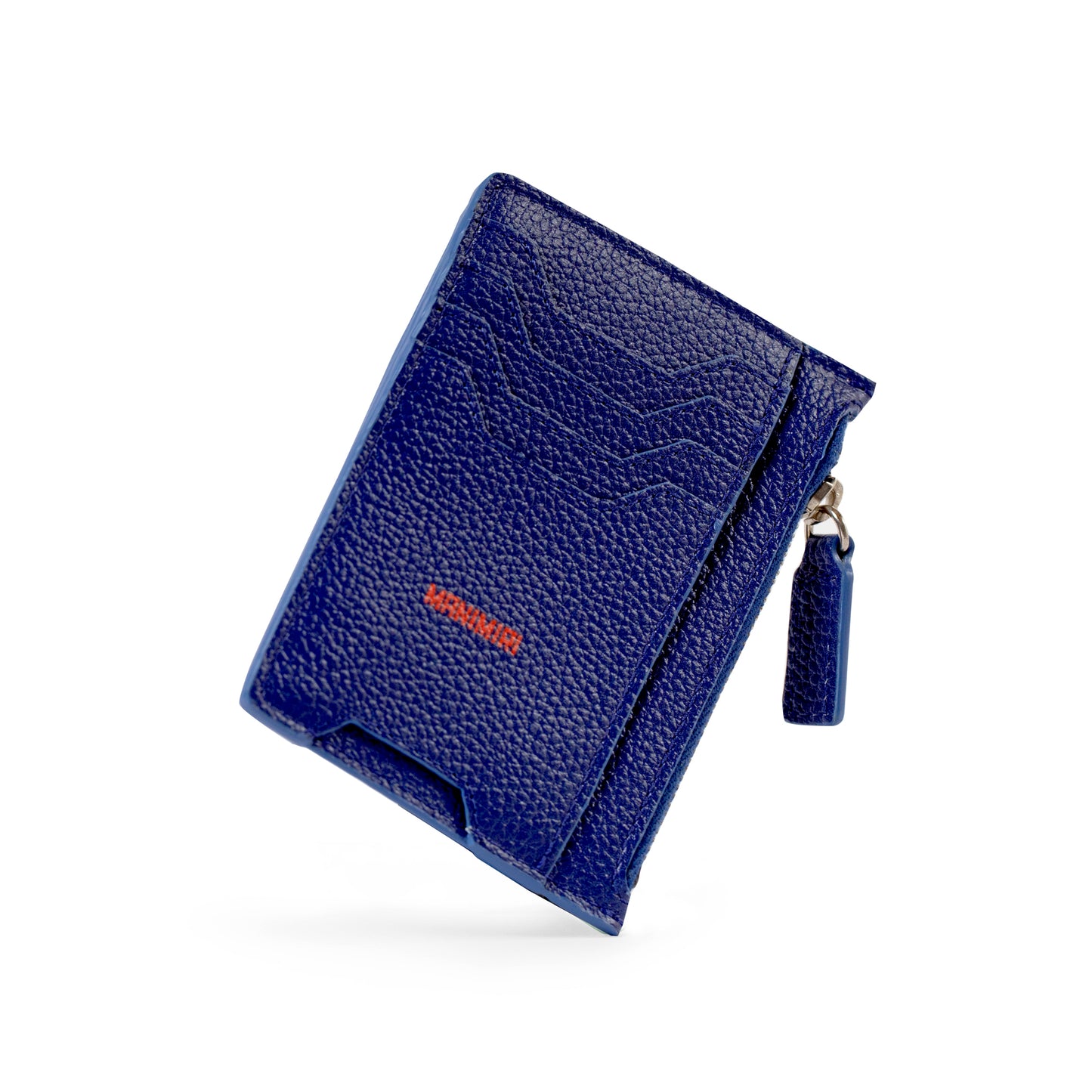 Electric Blue Atlas Zip Card Holder in Genuine Italian Leather