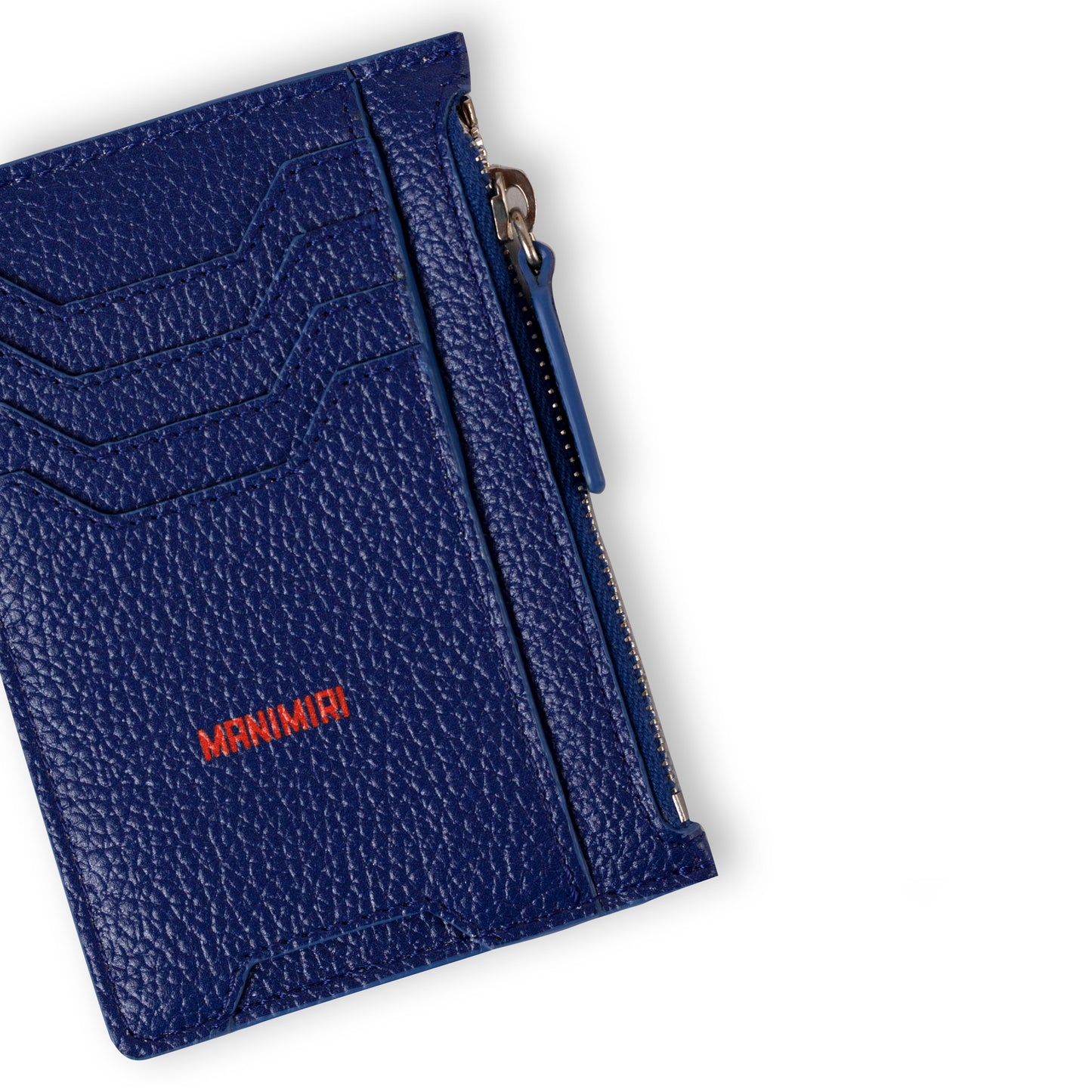 Electric Blue Atlas Zip Card Holder in Genuine Italian Leather