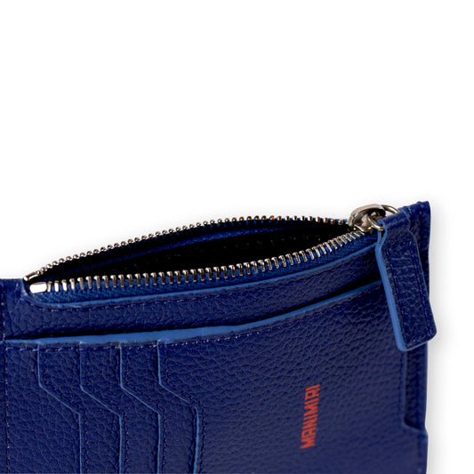 Electric Blue Atlas Zip Card Holder in Genuine Italian Leather