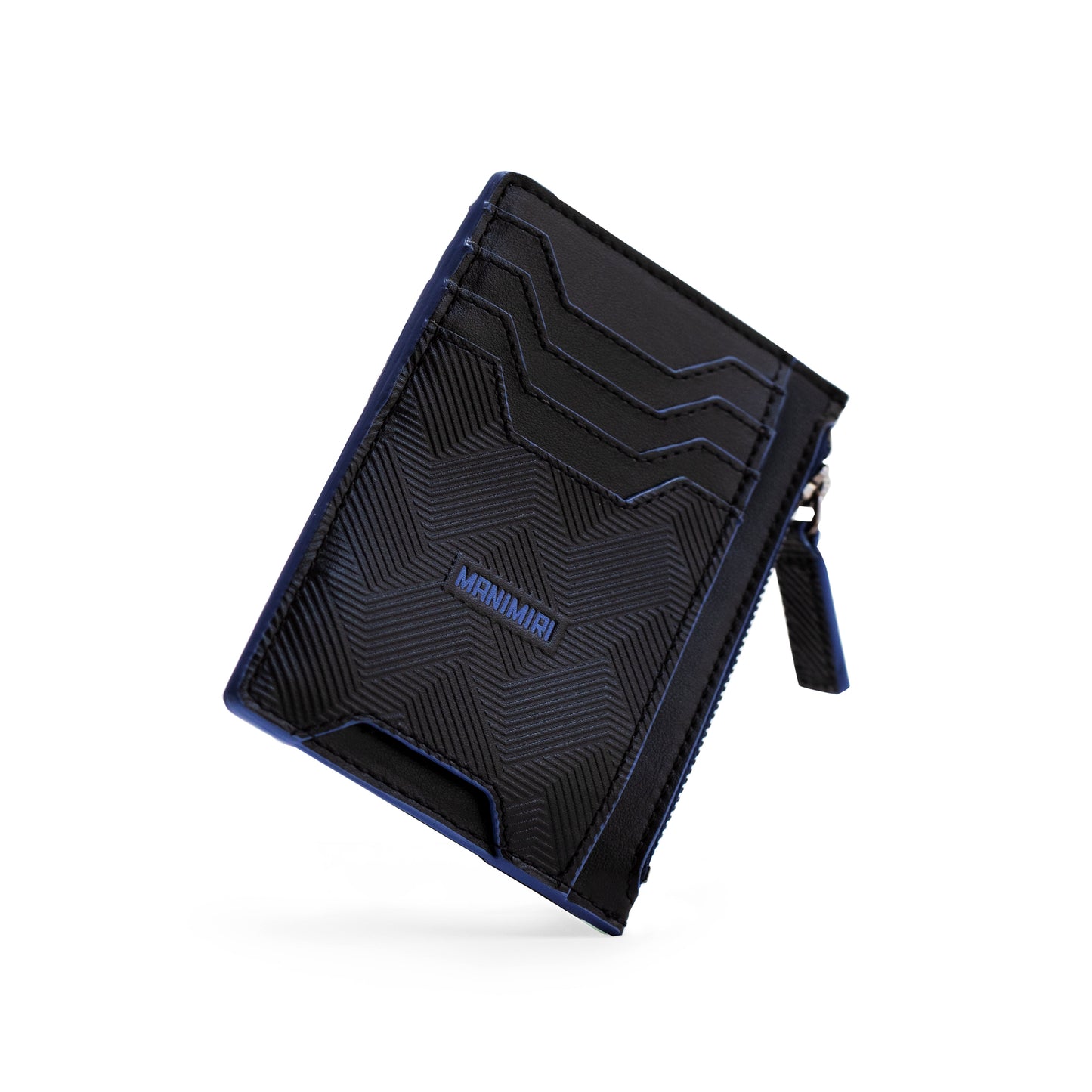 Black Atlas Zip Card Holder in Genuine Italian Leather