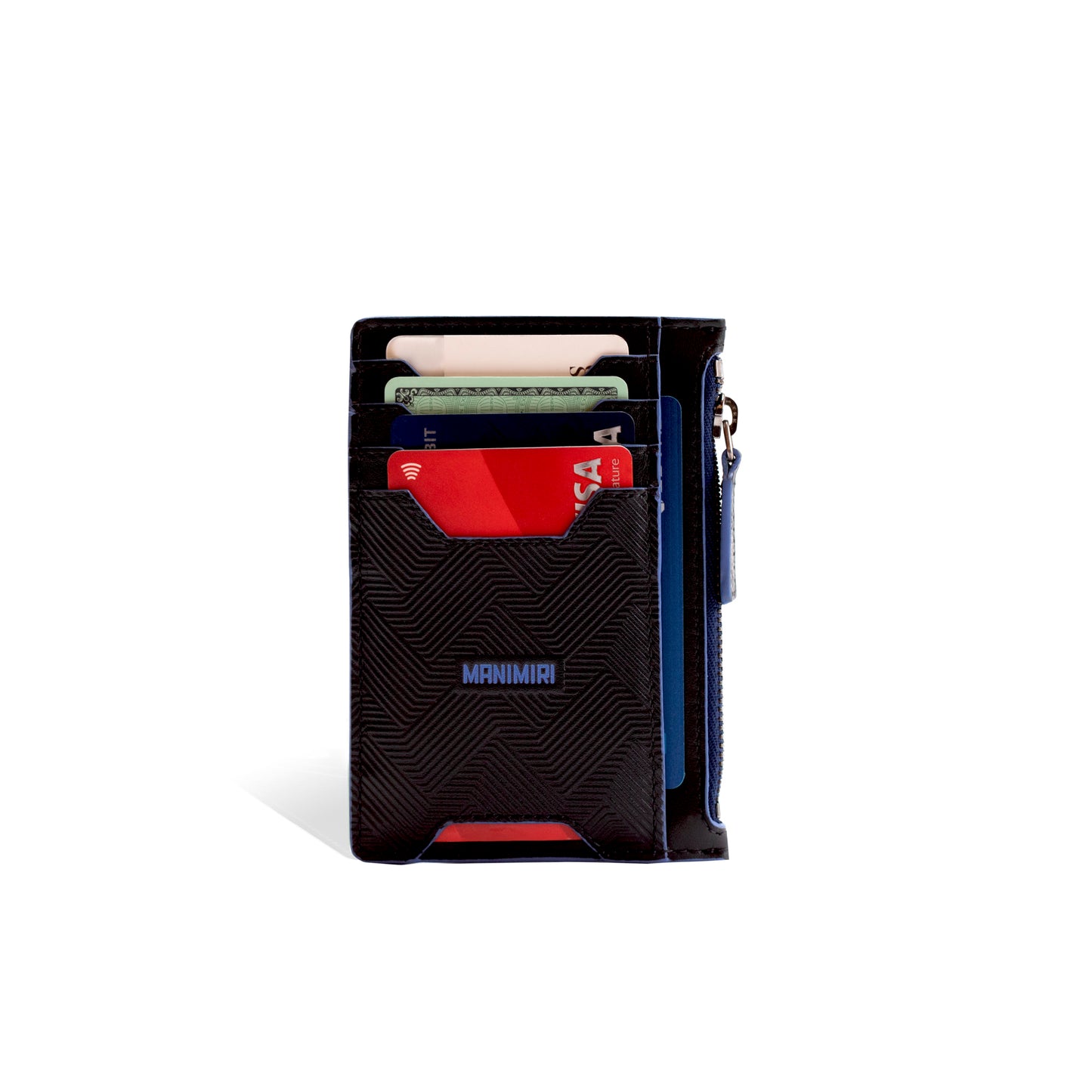 Black Atlas Zip Card Holder in Genuine Italian Leather