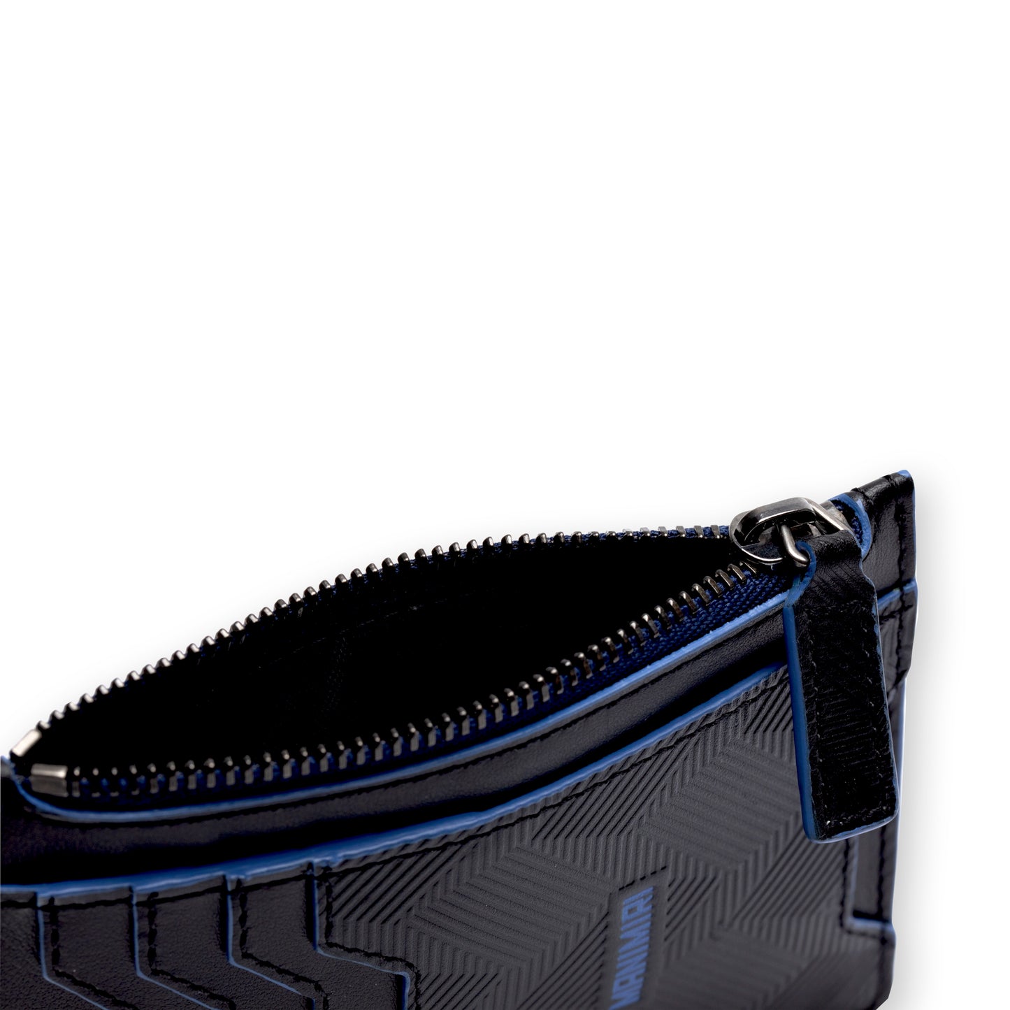 Black Atlas Zip Card Holder in Genuine Italian Leather