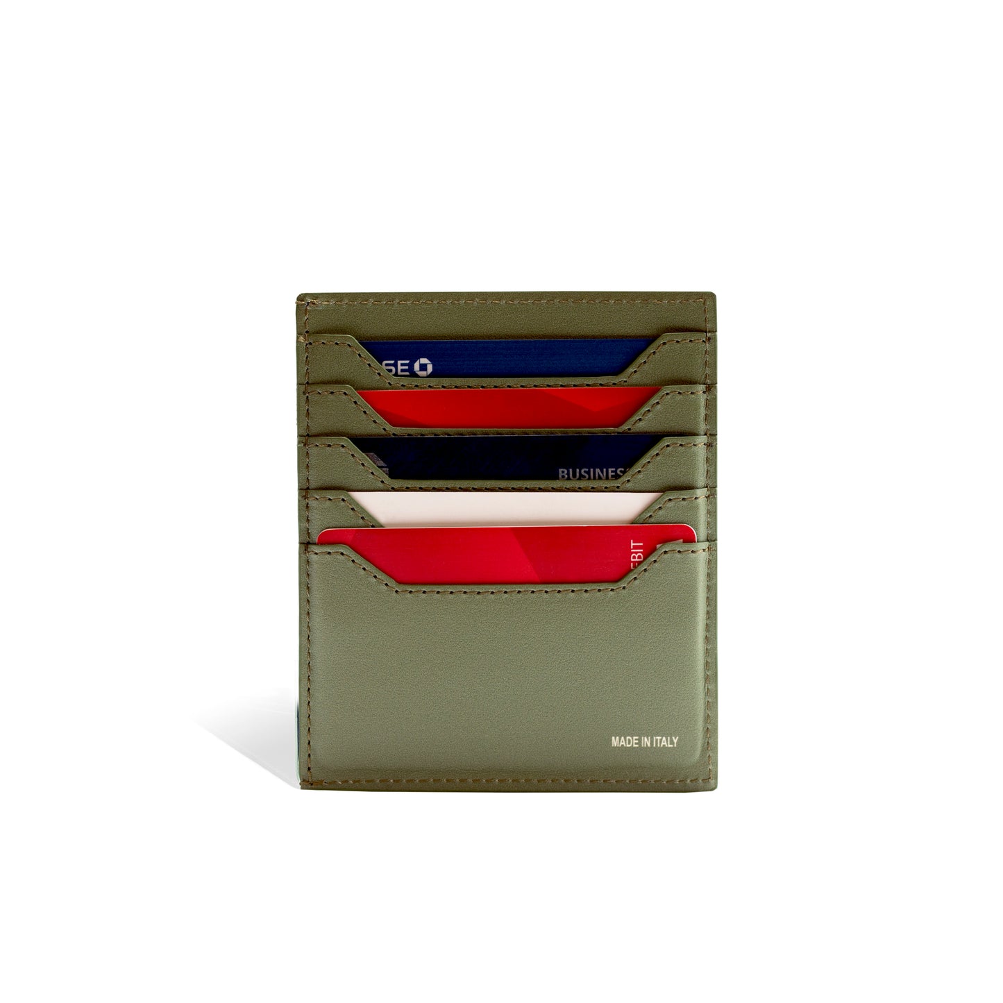 Olive Green Sail Card Holder in Genuine Italian Leather