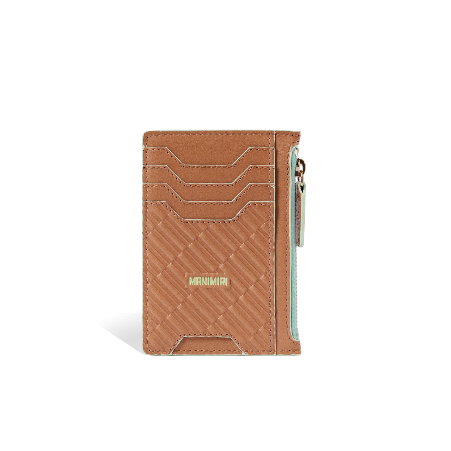 Mocha Mousse Atlas Zip Card Holder in Genuine Italian Leather