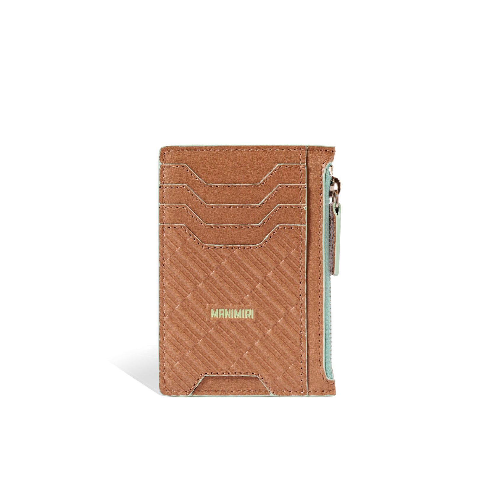 Mocha Mousse Atlas Zip Card Holder in Genuine Italian Leather