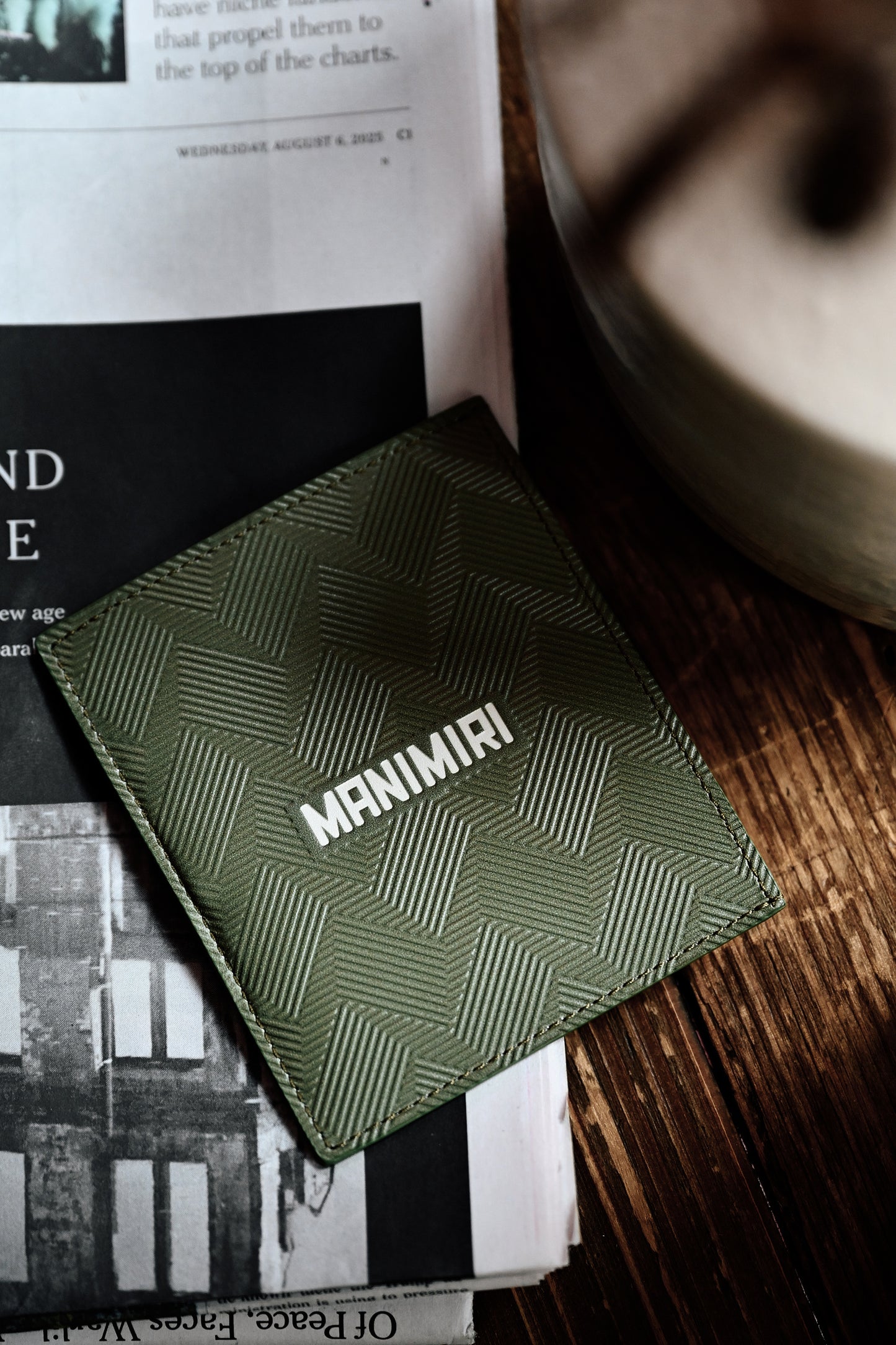 Sail Card Holder - Olive Green Leather