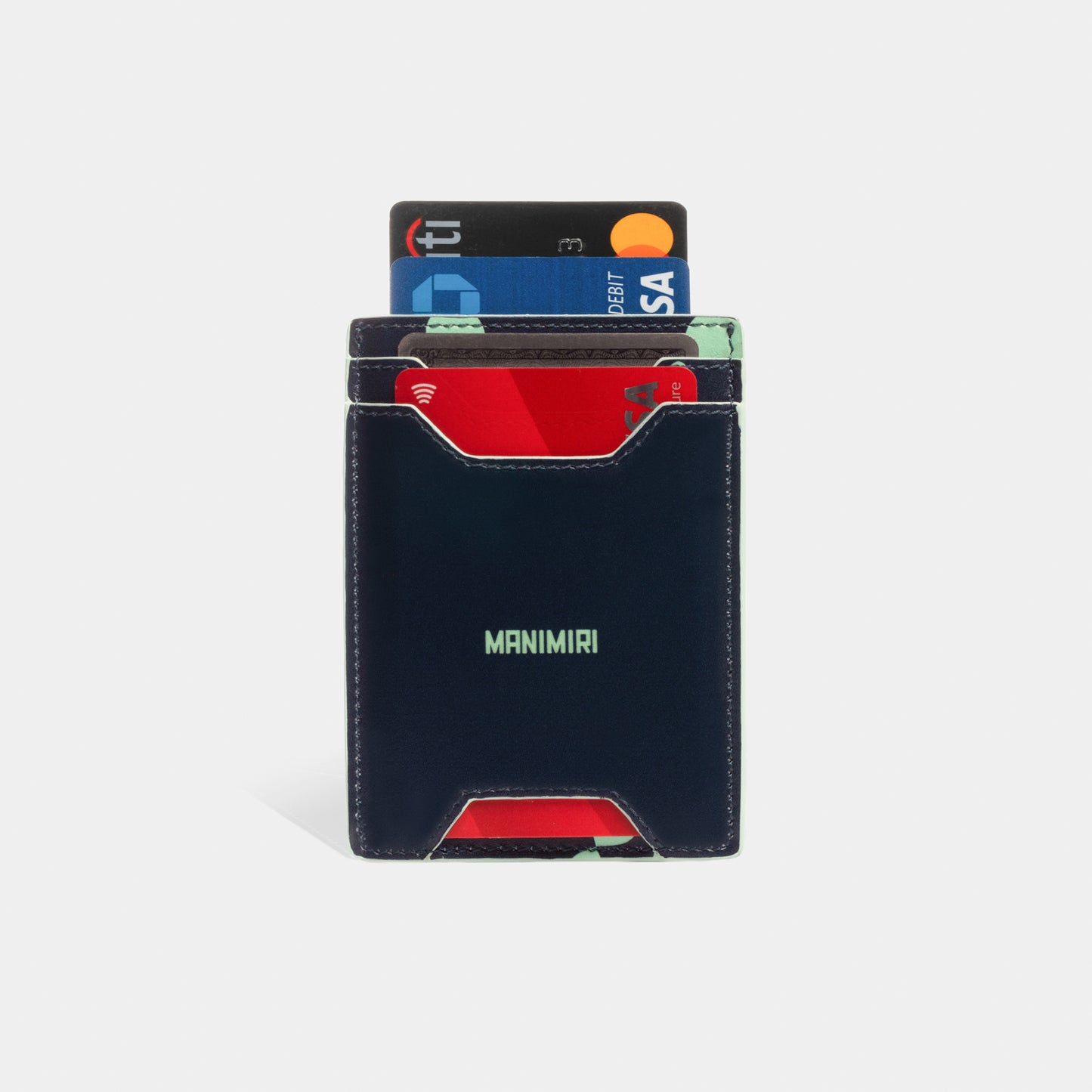 Miles Card Holder - Beetle Blue Leather