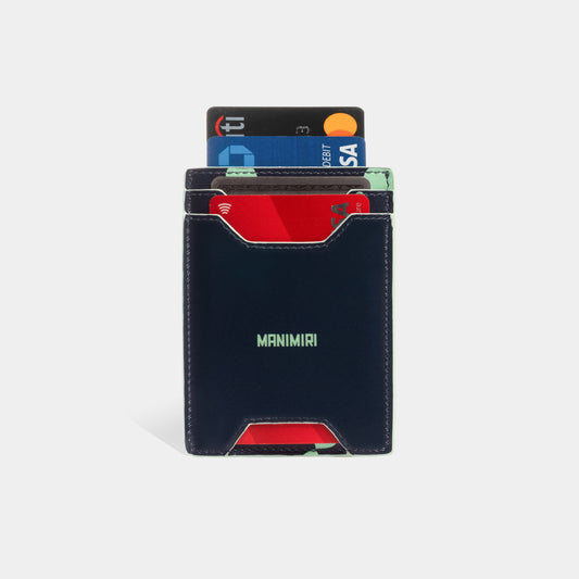 Miles Card Holder - Beetle Blue Leather