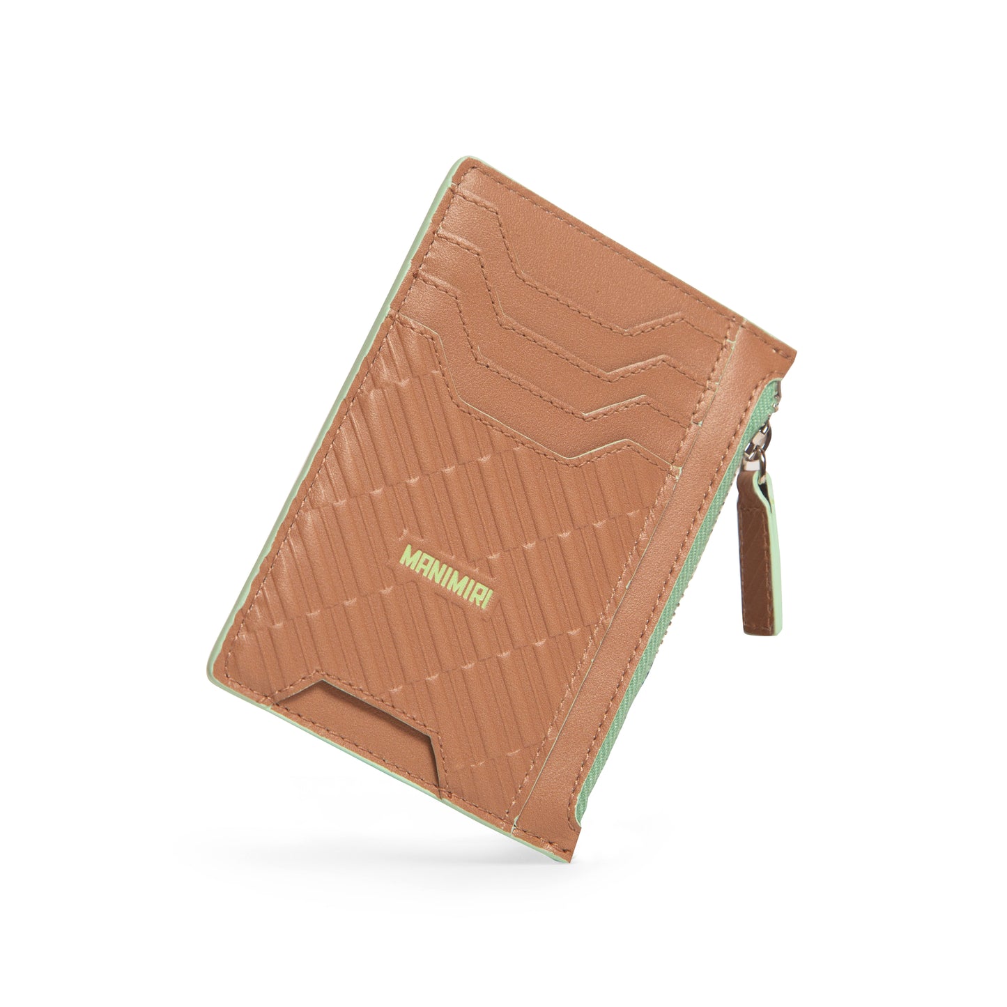 Mocha Mousse Atlas Zip Card Holder in Genuine Italian Leather