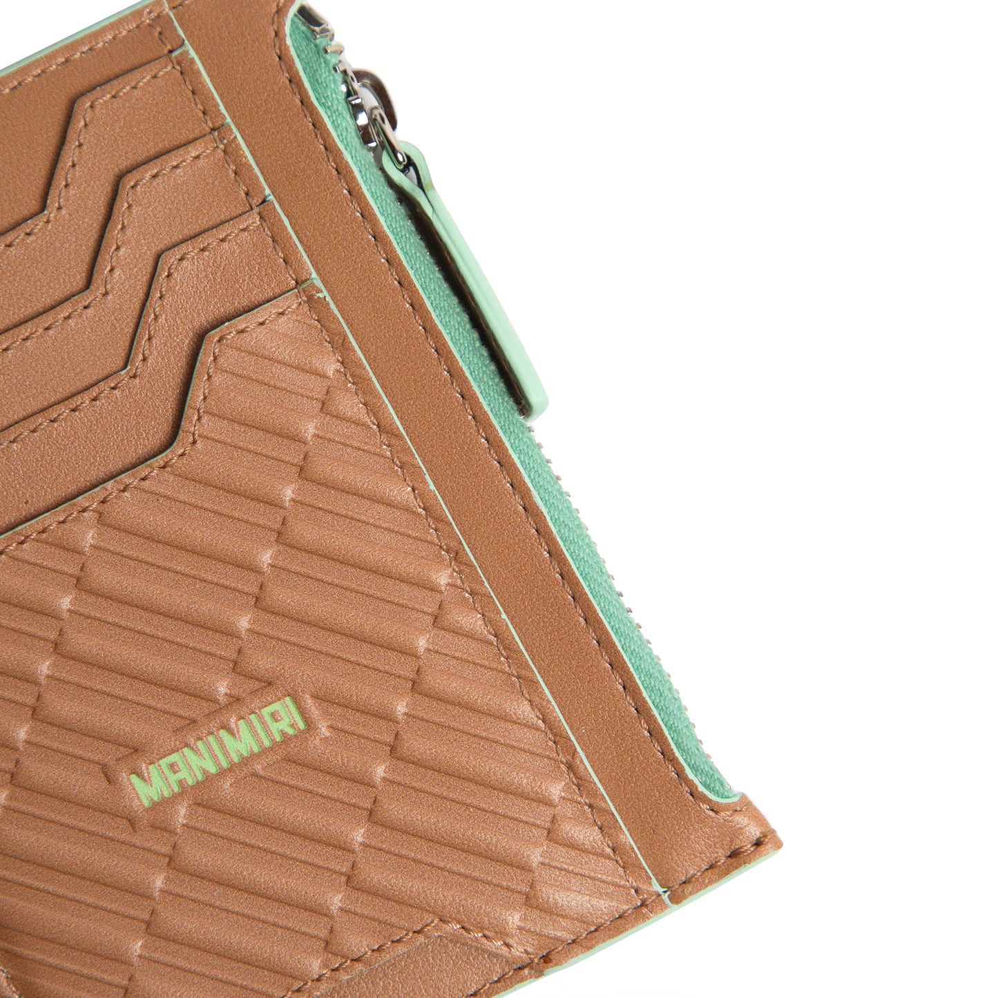 Mocha Mousse Atlas Zip Card Holder in Genuine Italian Leather