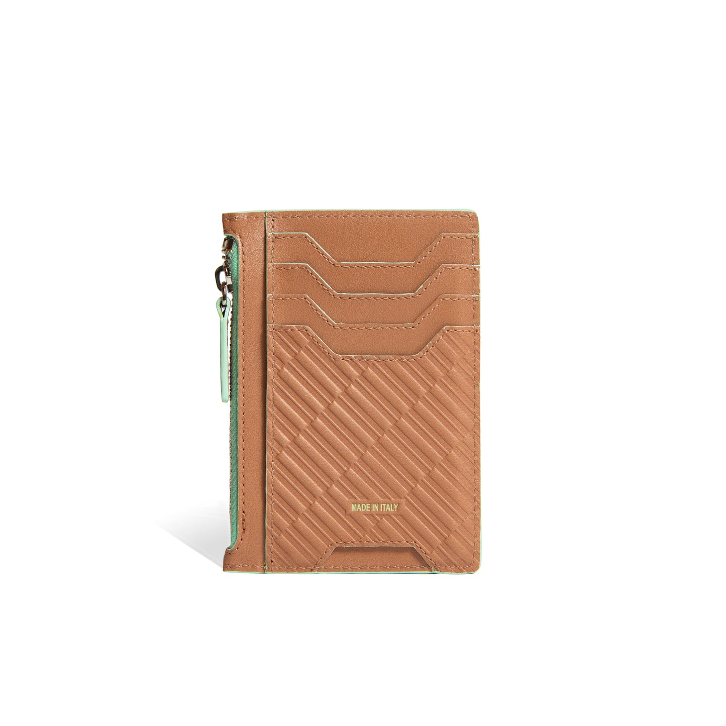 Mocha Mousse Atlas Zip Card Holder in Genuine Italian Leather