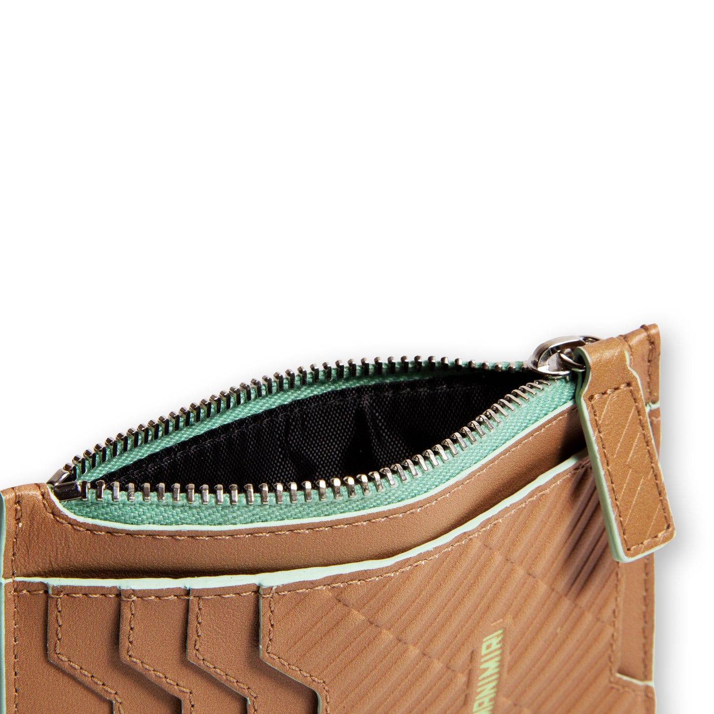 Mocha Mousse Atlas Zip Card Holder in Genuine Italian Leather